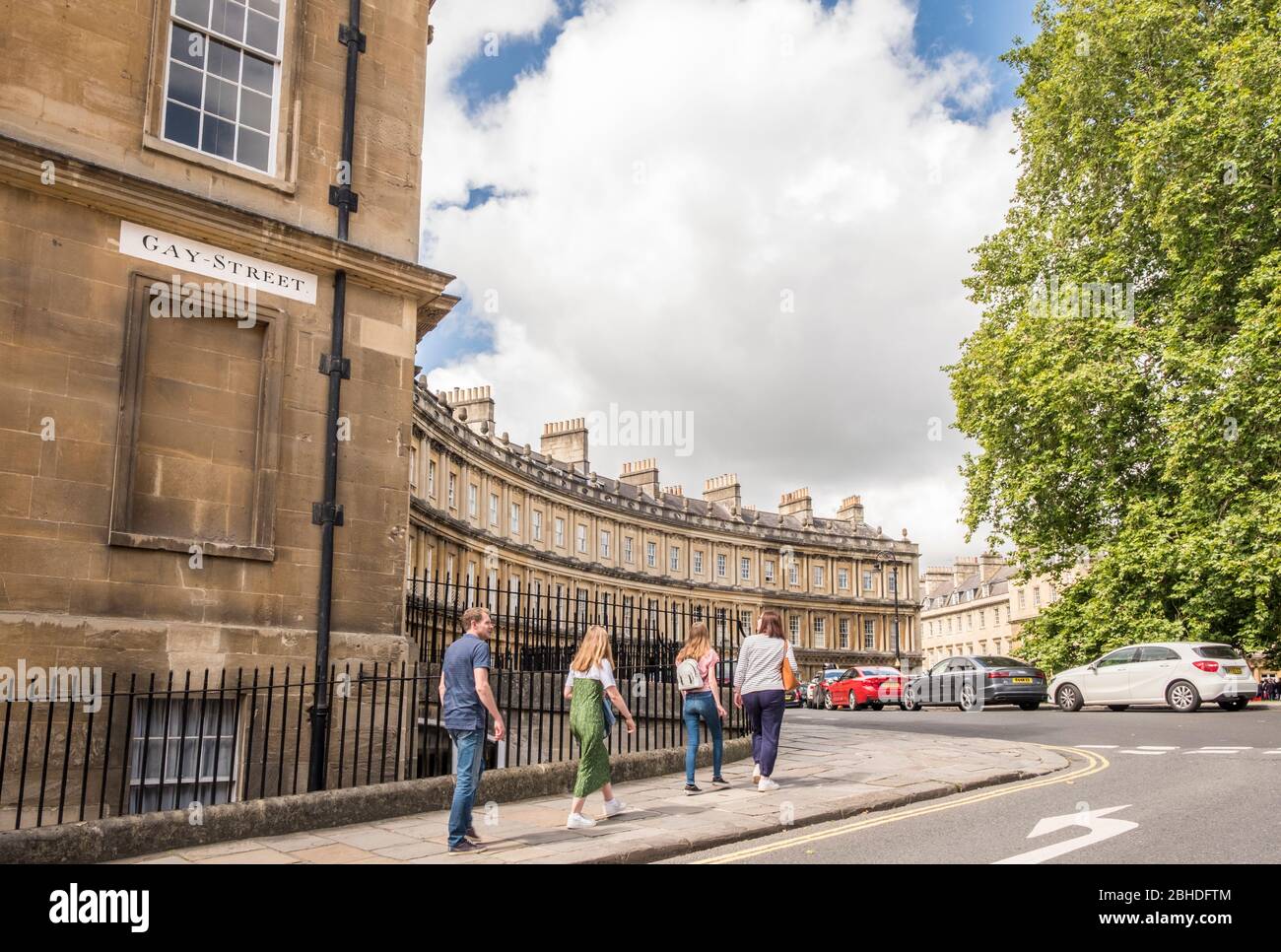 Gay Street e il Circo, architettura georgiana, Bath, Somerset, Inghilterra, GB, Regno Unito Foto Stock