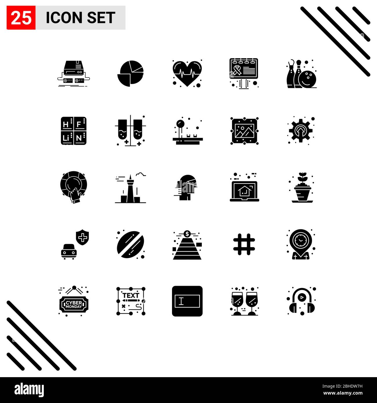 25 icone creative segni moderni e simboli di divertimento, segno, grafico, consapevolezza, pubblicità elementi di disegno vettoriale editabili Illustrazione Vettoriale