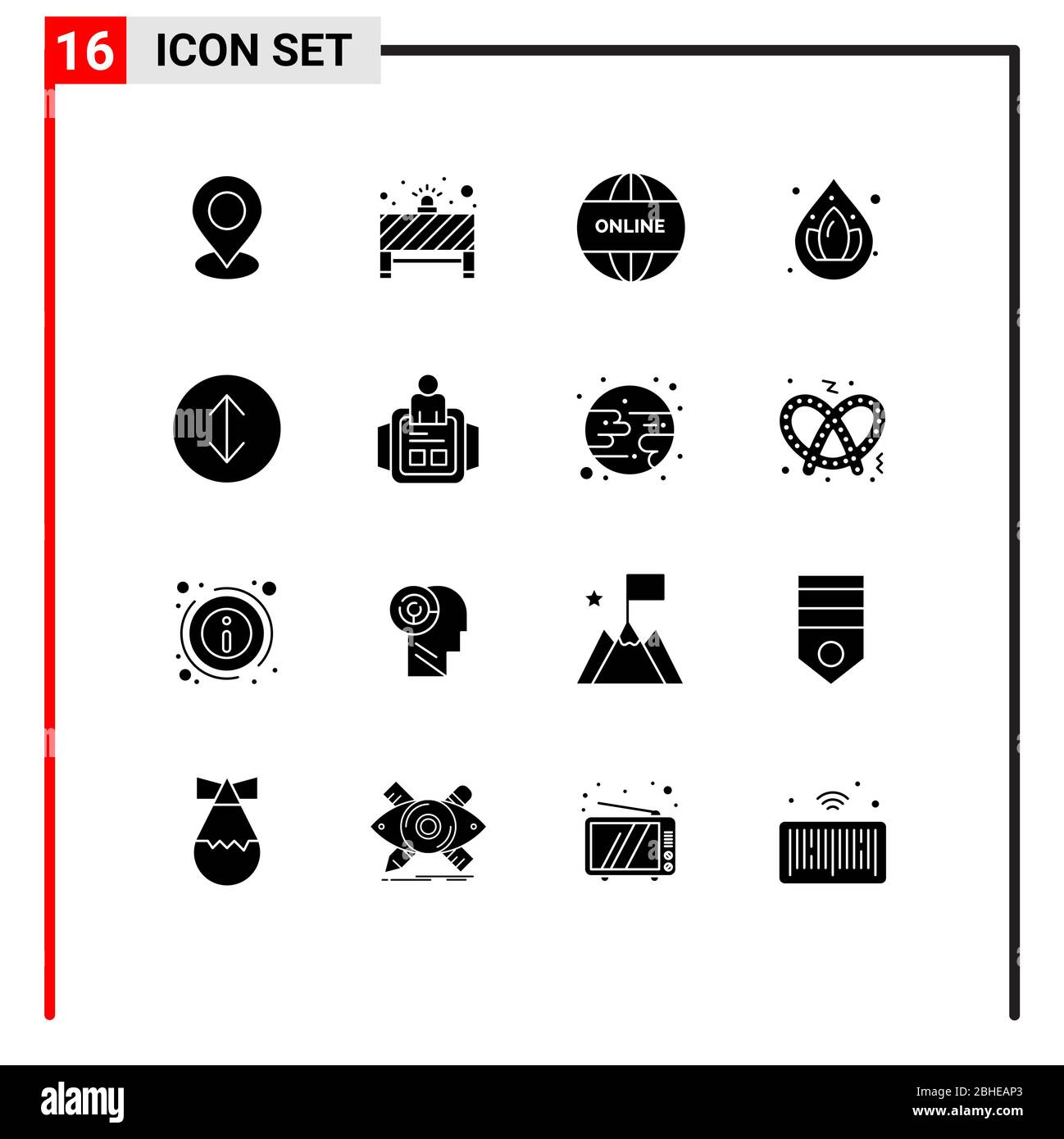 Set di 16 icone moderne dell'interfaccia utente simboli segni per orologio a mano, frecce, business, droop, elementi di disegno vettoriale modificabile in acqua Illustrazione Vettoriale