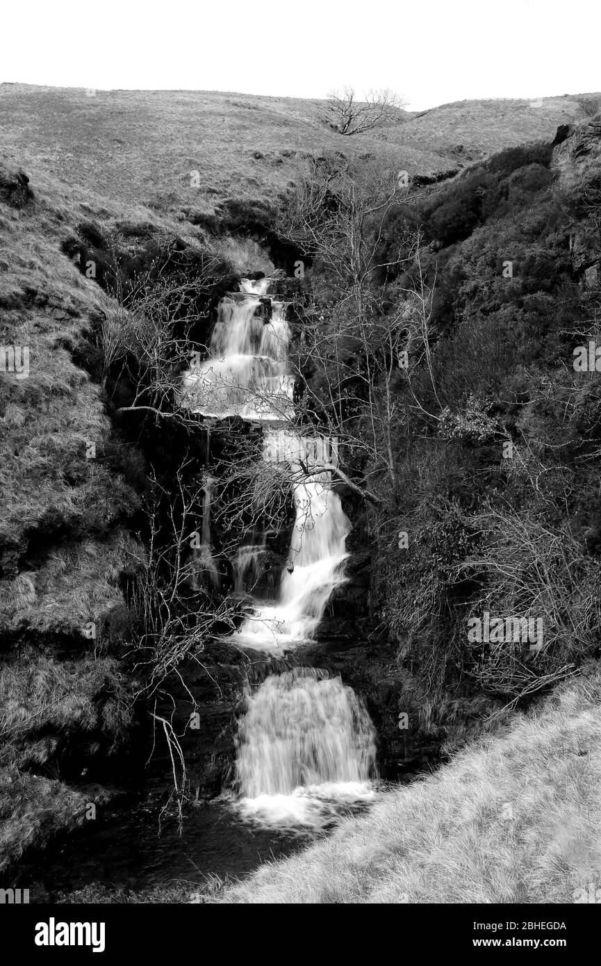 Cascata tra le due cascate principali di Nant y Llyn. Foto Stock