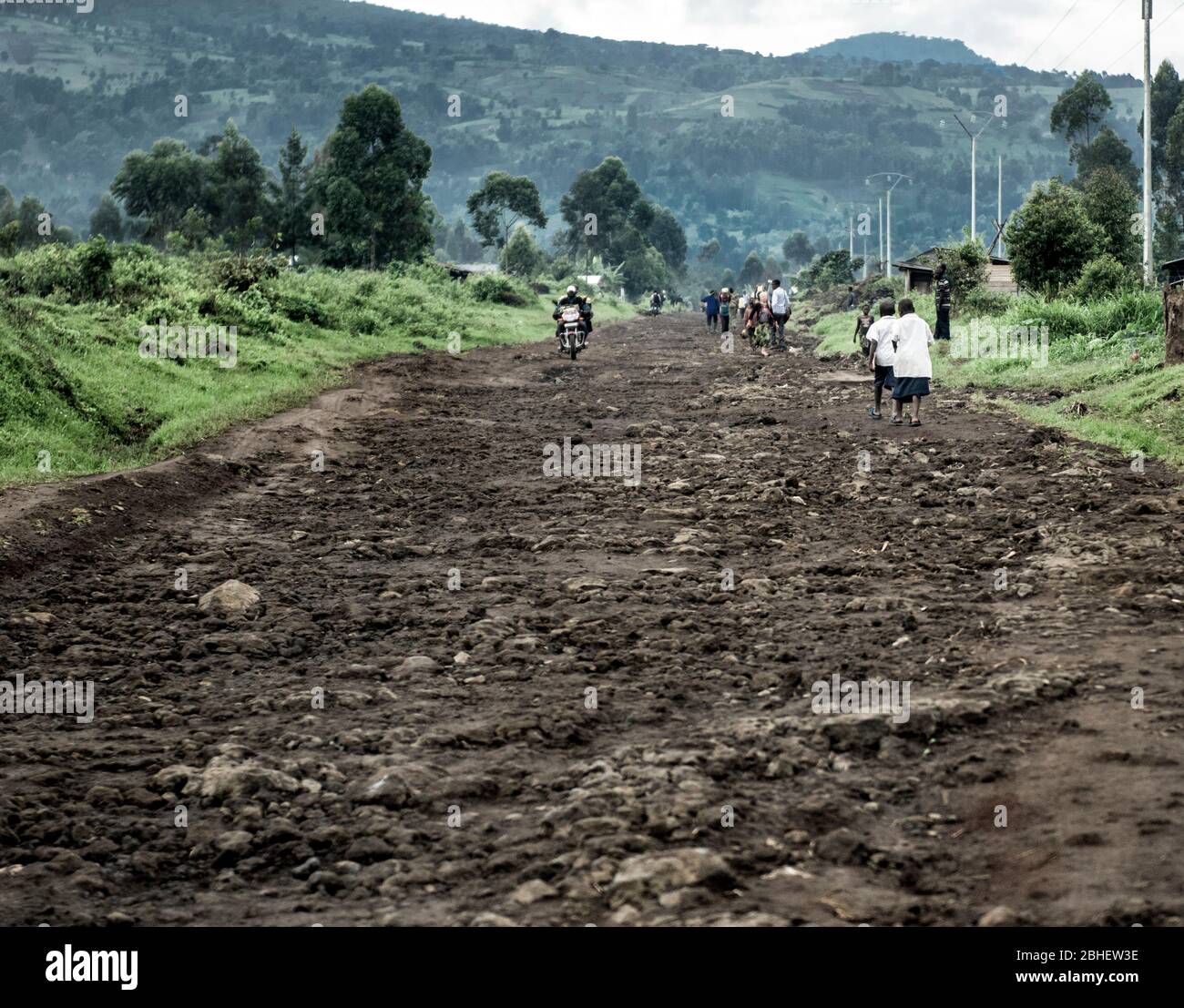 Strada sterrata a nord Kivu, DRC Foto Stock