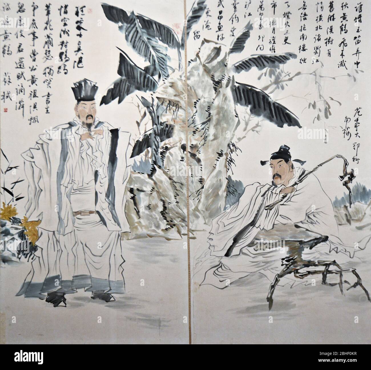 Pittura cinese: Poeta nella dinastia Song canto della Torre Sud. Wuhan Museum , Cina Foto Stock