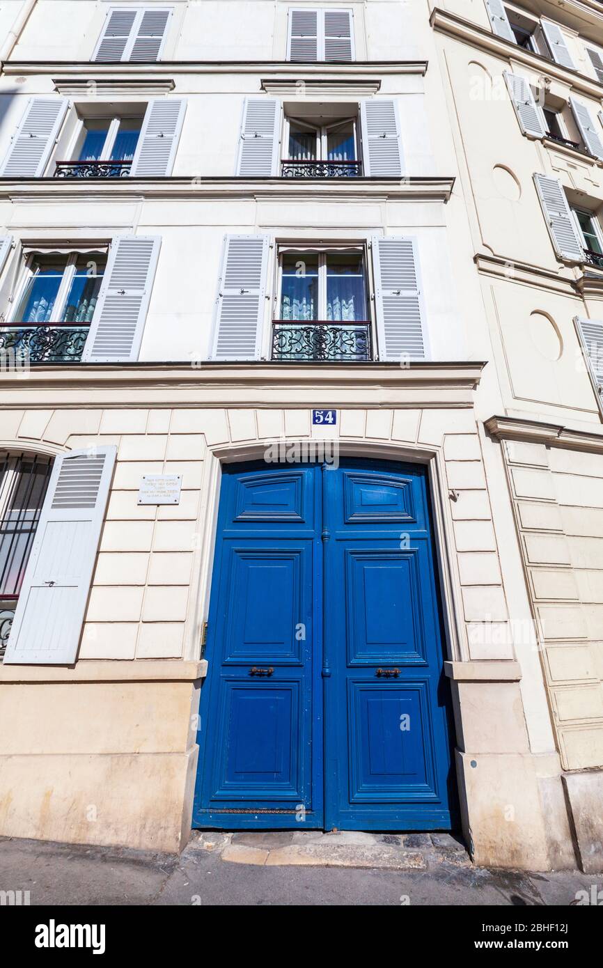 L'ingresso alla casa di Vincent Van Gogh in Rue Lepic a Montmartre, Parigi Foto Stock