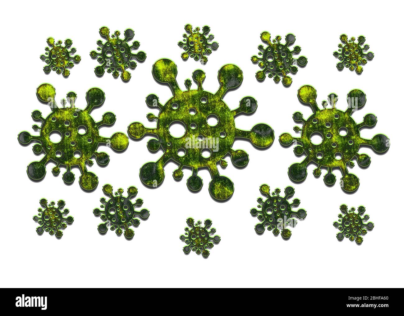 Coronavirus 2019-nCov illustrazione con dimensioni diverse Foto Stock Coronavirus 2019-nCov illustrazione con dimensioni diverse Foto Stock