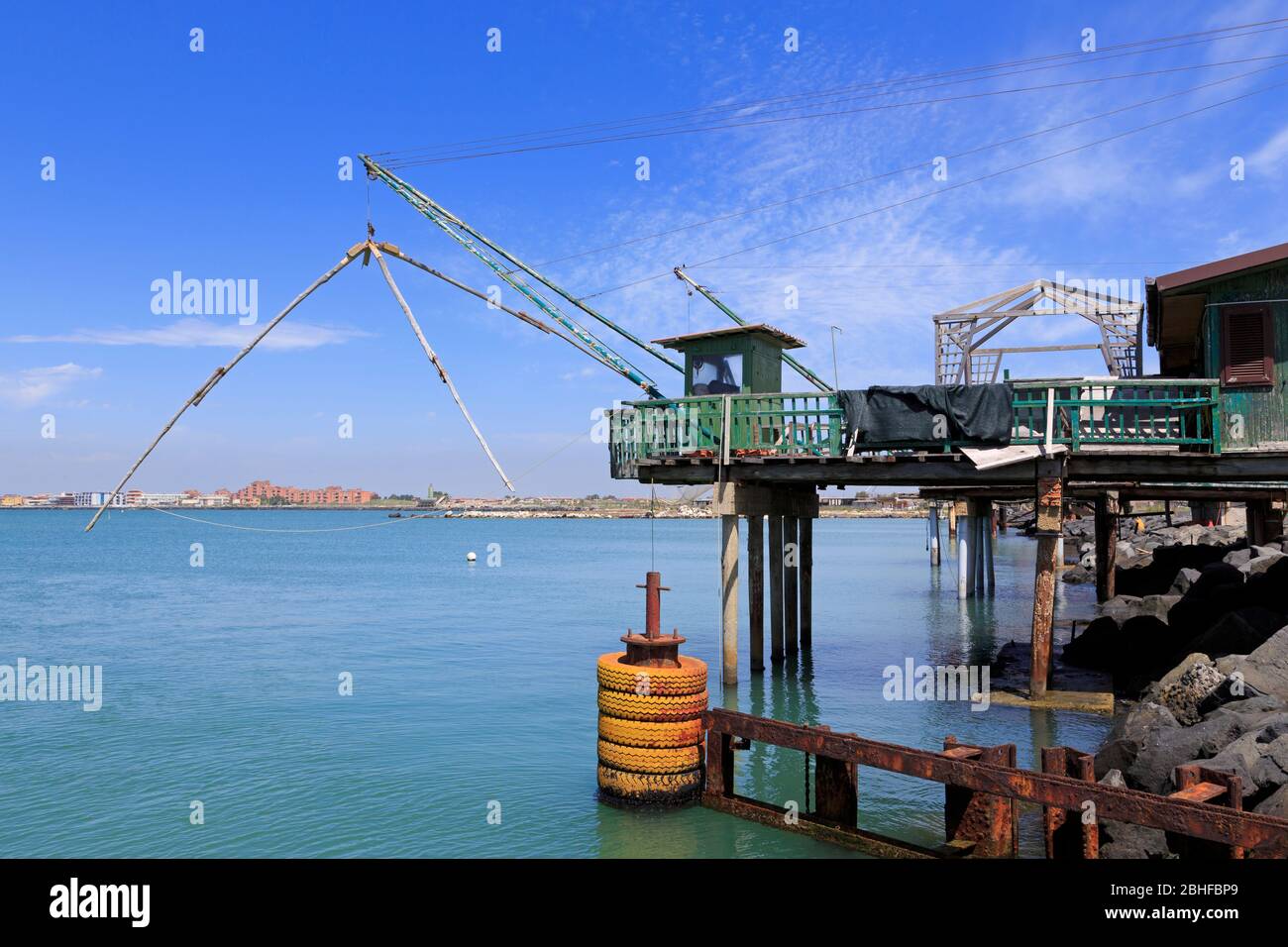 Capanna di pesca, Fiumicino, Roma, Italia, Europa Foto Stock