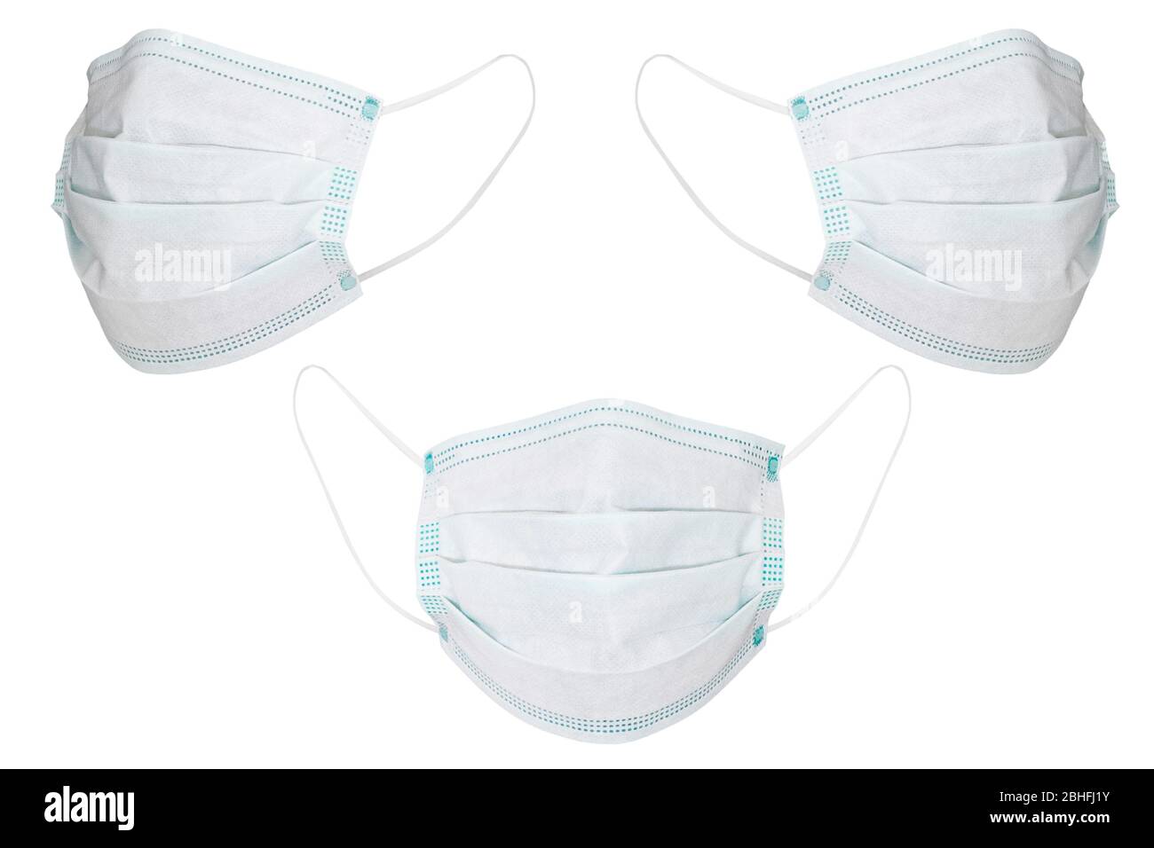 maschera medica su sfondo bianco. tre angoli per il tuo disegno Foto Stock