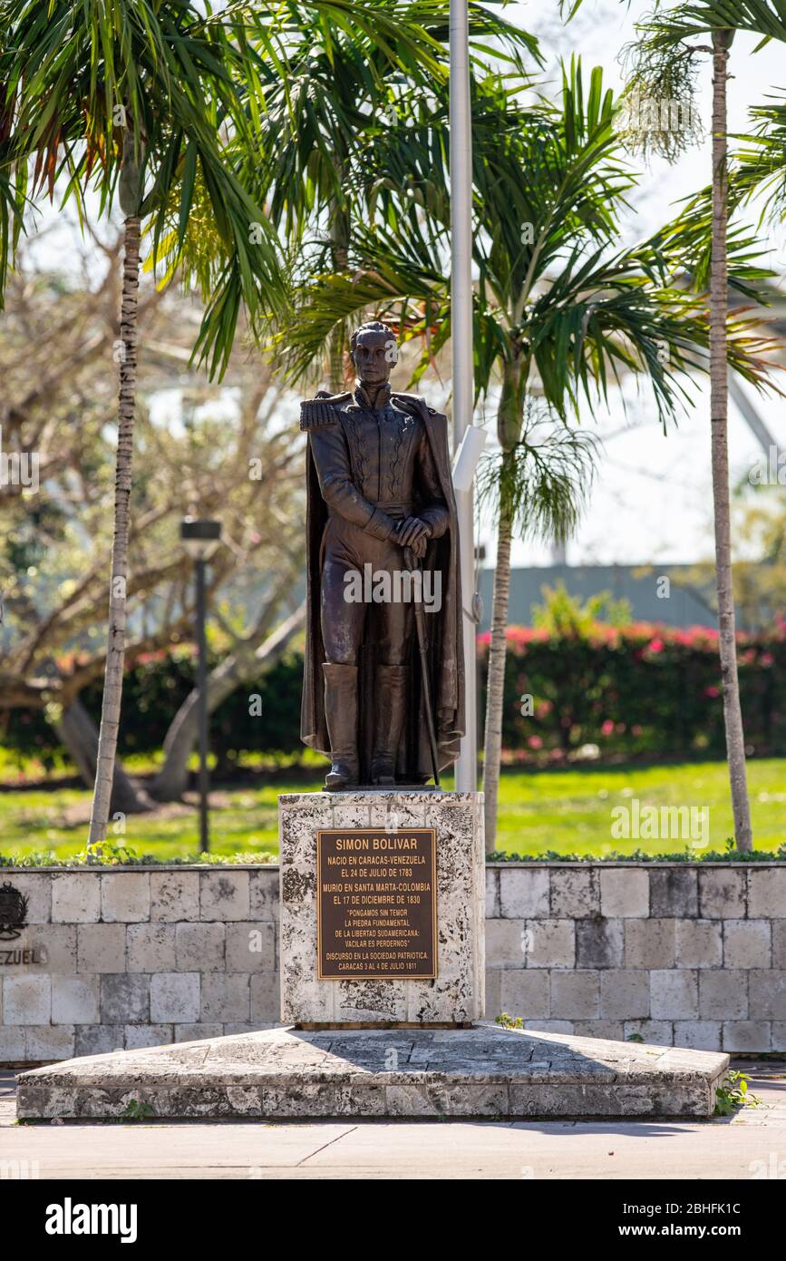 Simon Bolivar statua Downtown Miami bronzo memoriale Foto Stock