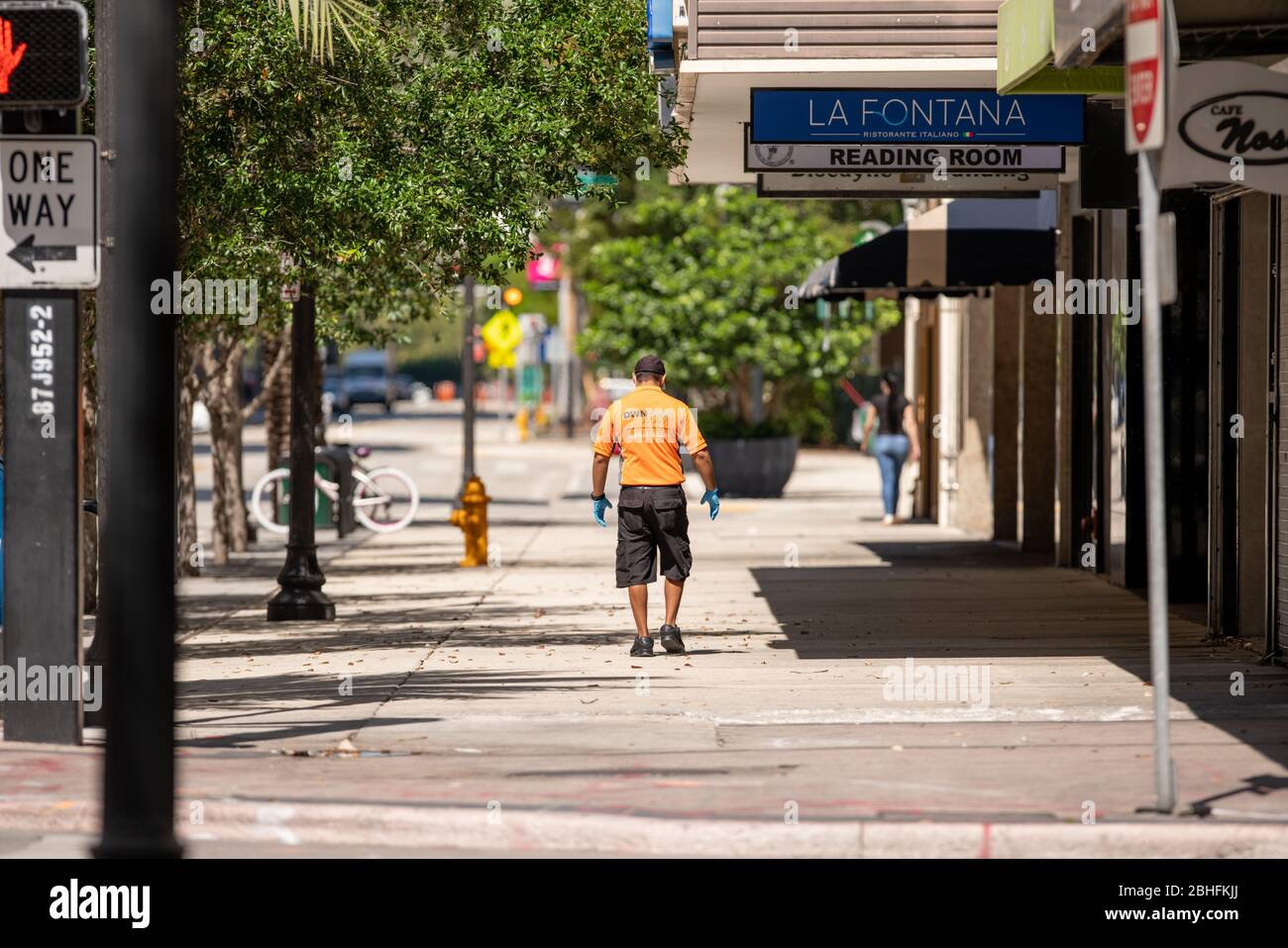Ambasciatore del centro di Miami che fornisce ospitalità e servizi di sicurezza nel quartiere Foto Stock