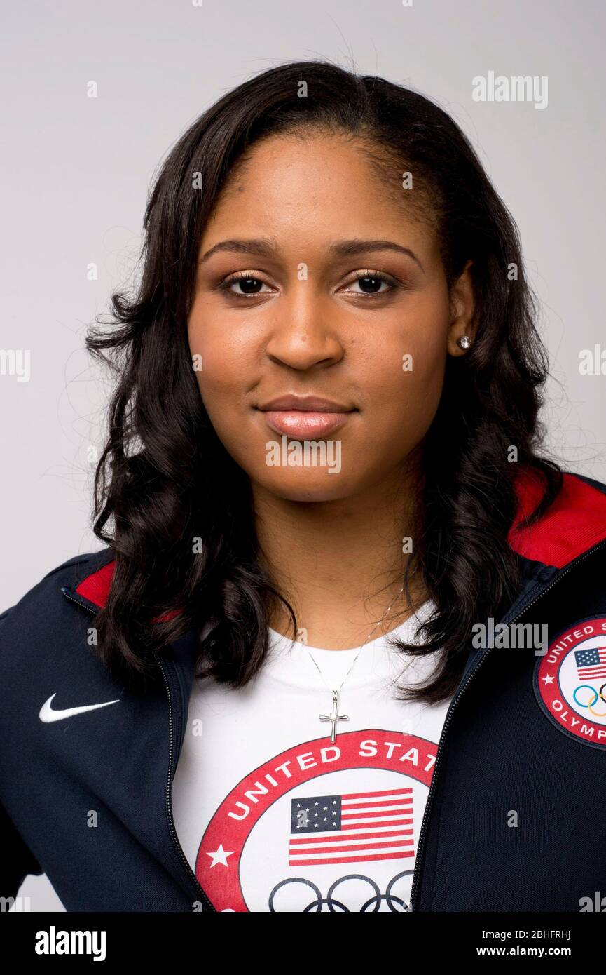 Il giocatore di basket Maya Moore si pone al Team USA Media Summit di Dallas, Texas, in anticipo rispetto alle Olimpiadi di Londra del 2012. 14 maggio 2012 ©Bob Daemmrich Foto Stock