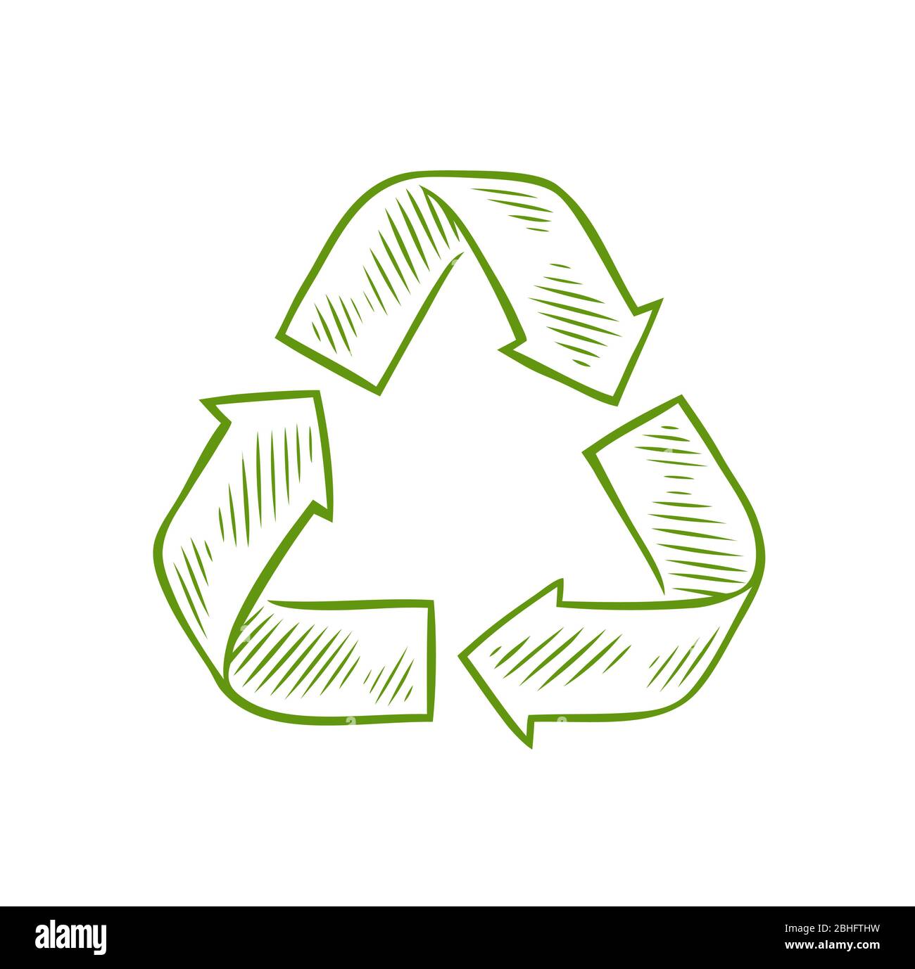 Riciclare lo schizzo del segno. Illustrazione del vettore di riciclaggio dei rifiuti Illustrazione Vettoriale