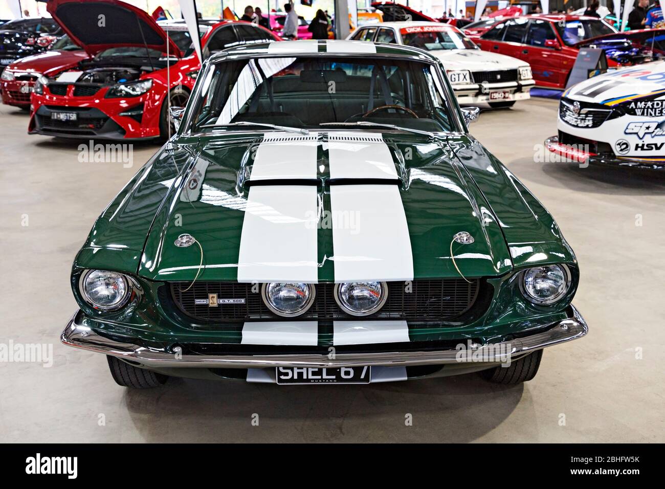 Automobili / American Made 67 GT 500 Shelby Mustang esposto ad un Motor show a Melbourne Victoria Australia. Foto Stock