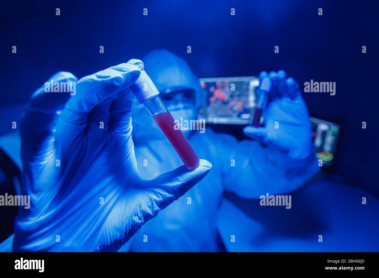Sviluppo segreto armi biologiche di laboratorio contro gli esseri umani, epidemia di 2019-ncov coronavirus virus di animali Foto Stock