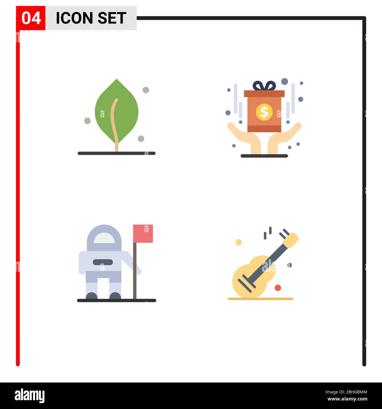 Set moderno di 4 icone piatte e simboli come ecologia, bandiera, premio, fondo, musica elementi di design vettoriale editabili Illustrazione Vettoriale