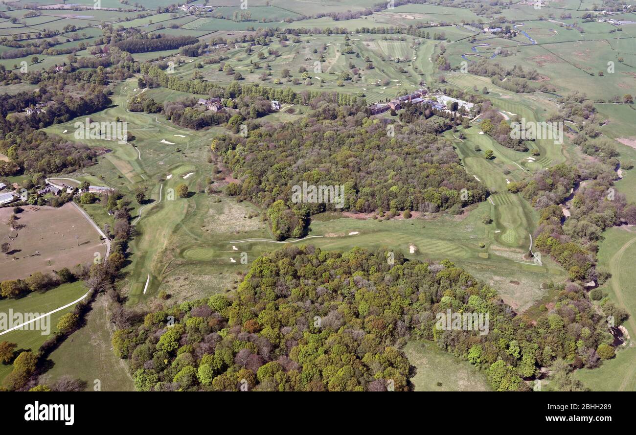 Vista aerea del campo da golf Mottram Hall, vicino a Macclesfield, Cheshire Foto Stock