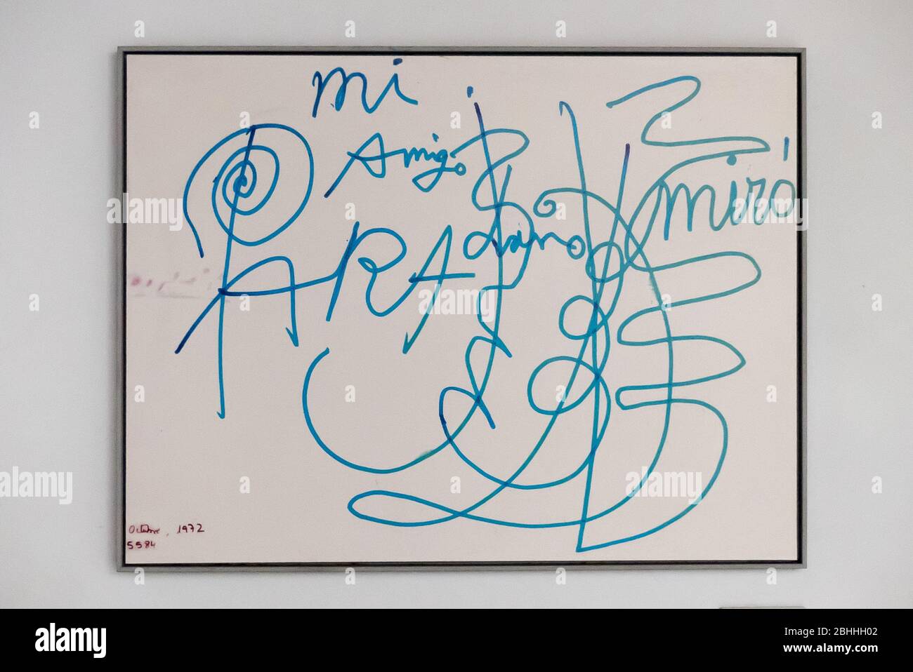 Soller a Maiorca: Scribblings di lavagna, firmato dall'artista Joan Miró Foto Stock