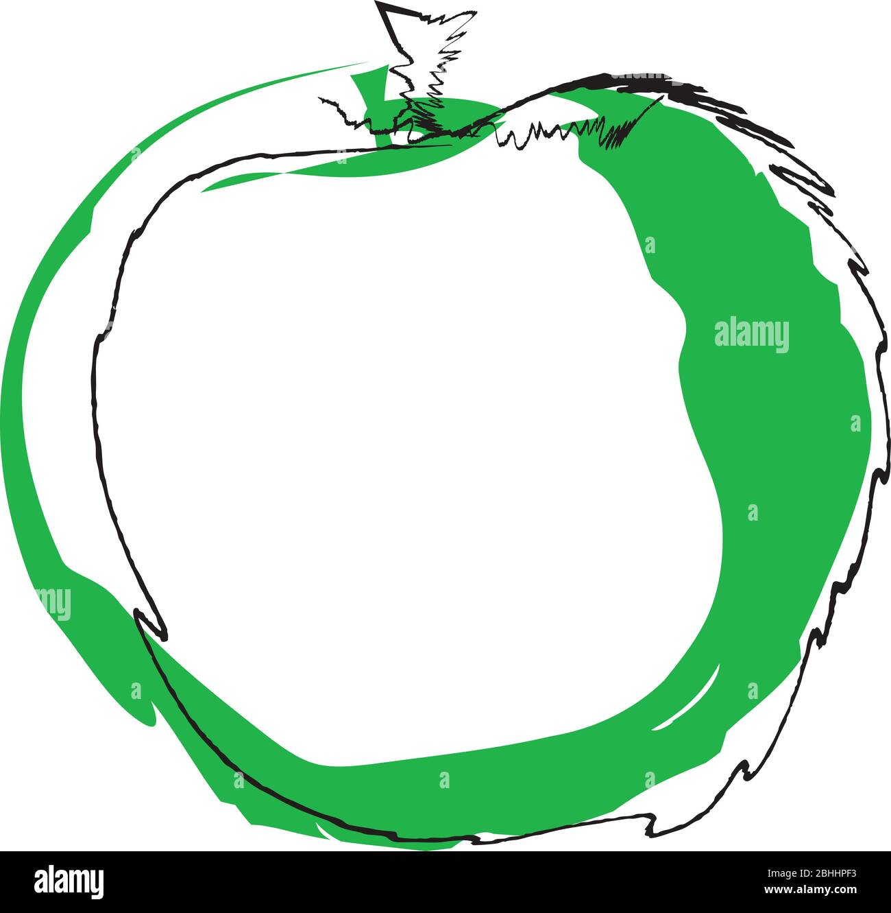 Illustrazione di una mela verde isolata su sfondo bianco Illustrazione Vettoriale