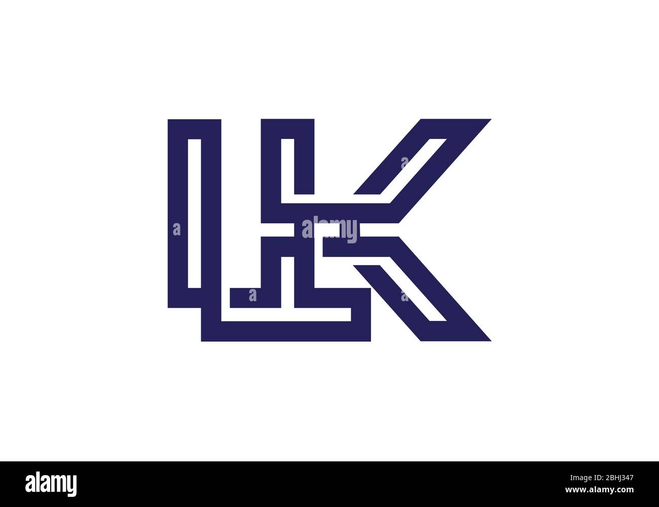 Modello vettoriale per il disegno del logo lettera L K del monogramma iniziale. Design del logo LK Letter Illustrazione Vettoriale