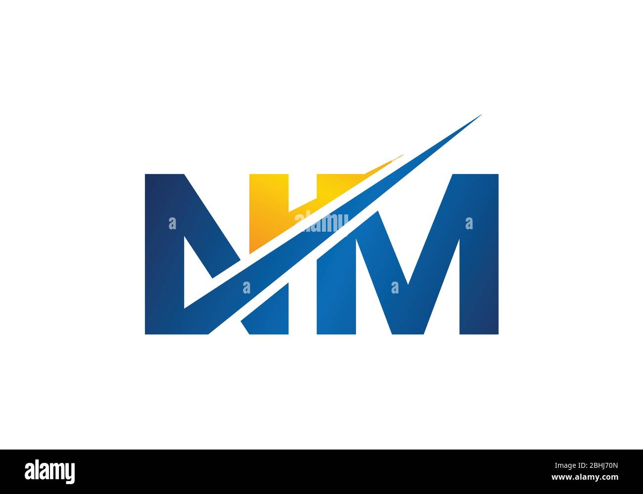 Modello vettoriale per il disegno del logo lettera N M del monogramma iniziale. Design del logo NM Letter Illustrazione Vettoriale
