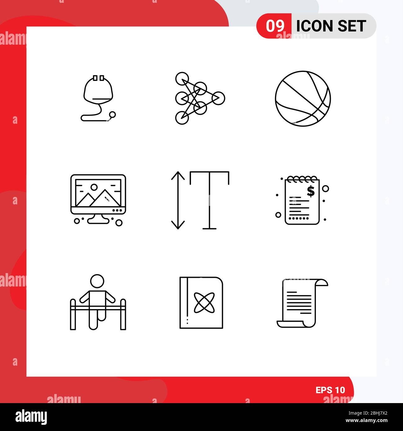 Gruppo di 9 profili segni e simboli per elementi di progettazione vettoriale modificabili in verticale, carattere, istruzione, design, immagine Illustrazione Vettoriale