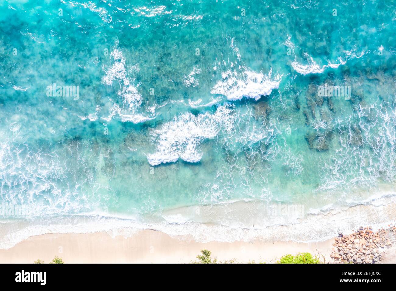 Seychelles spiaggia mare acqua isola Mahe copyspace vacanza drone vista foto paesaggio Foto Stock