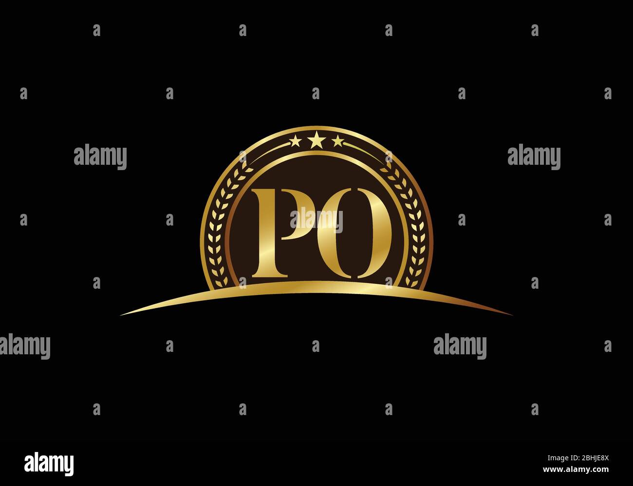 Modello vettoriale per il disegno del logo della lettera del monogramma iniziale. DESIGN del logo DELLA lettera PO Illustrazione Vettoriale