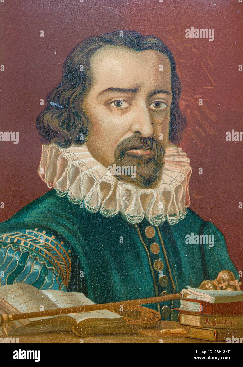 Francis Bacon (22 gennaio 1561 – 9 aprile 1626) è stato un filosofo e statista inglese, che ha ricoperto il incarico di procuratore generale e Lord Chancellor d’Inghilterra. Le sue opere sono accreditate per lo sviluppo del metodo scientifico e sono rimaste influenti attraverso la rivoluzione scientifica dal libro la ciencia y sus hombres : vidas de los sabios ilustres desde la antigüedad hasta el siglo XIX T. 2 [Scienza e i suoi uomini: Vive dei saggi illustri dall'antichità al secolo XIX Vol 2] di Figuier, Louis, (1819-1894); Casabó y P Foto Stock