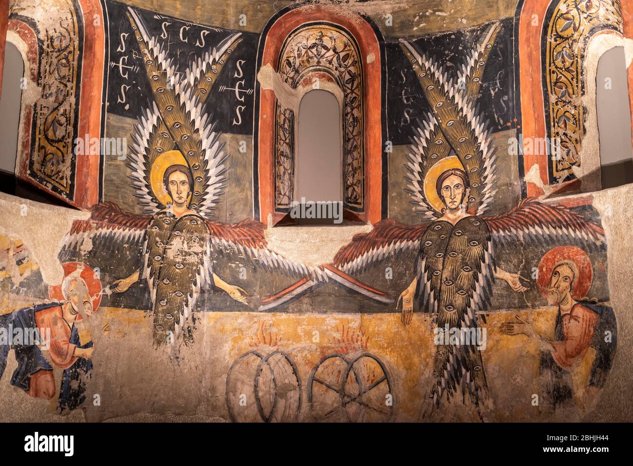 Arte romanica del Museo Nazionale d'Arte della Catalogna,Barcrelona,abside di Santa Maria d'Aneu (fine secolo XI inizi del XII secolo). Foto Stock