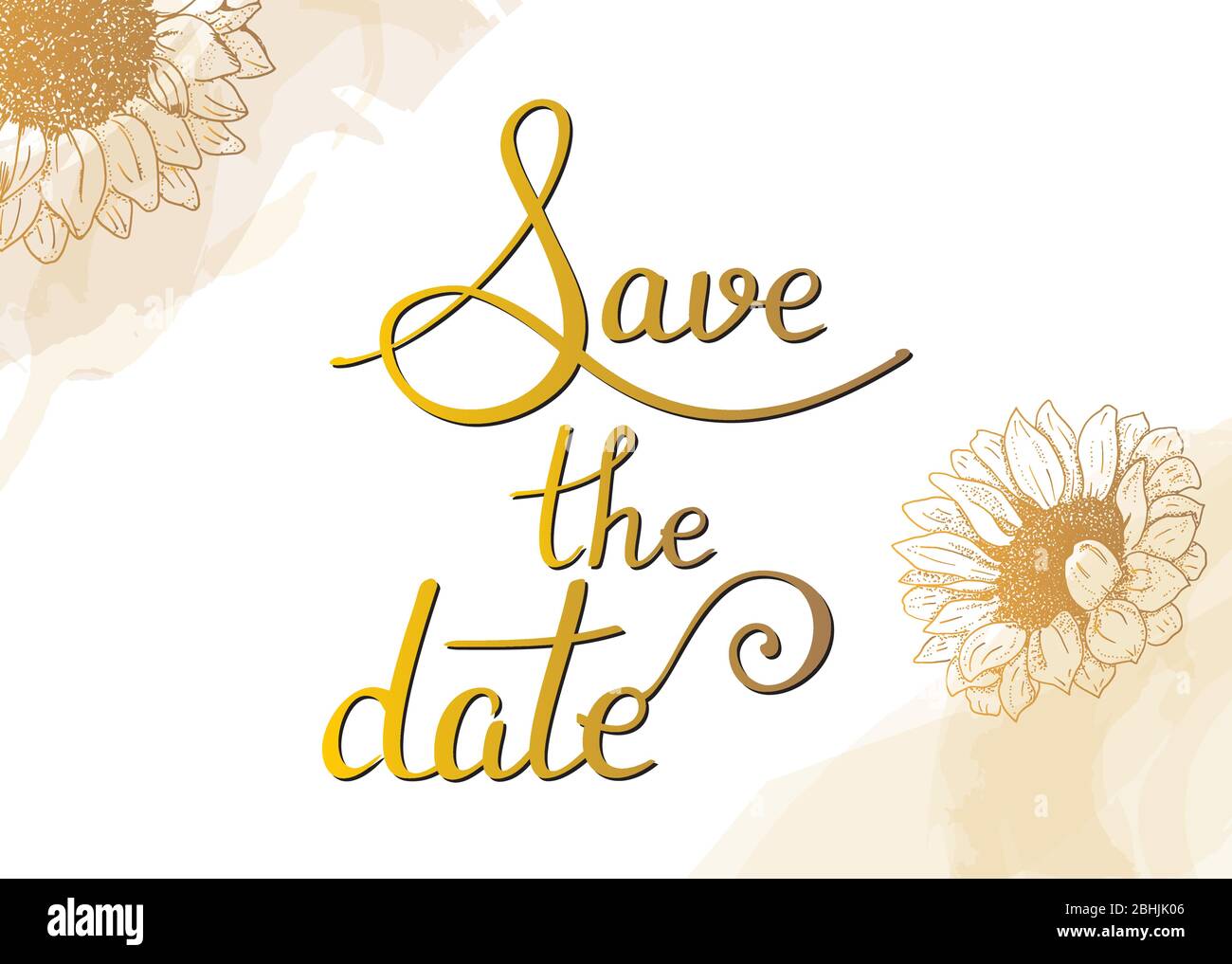 Salva la data, il vettore matrimonio o compleanno invito scheda, un modello di design adatto per la stampa a caldo, con lettere e fiori eleganti Illustrazione Vettoriale