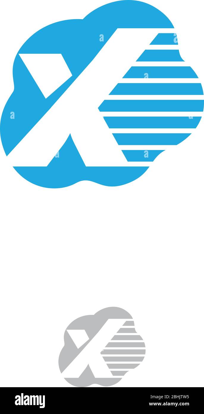 Lettera astratta x all'interno della nuvola su sfondo bianco. Per ulteriori informazioni su questa serie, consulta il mio portafoglio. Illustrazione vettoriale EPS.10 Illustrazione Vettoriale