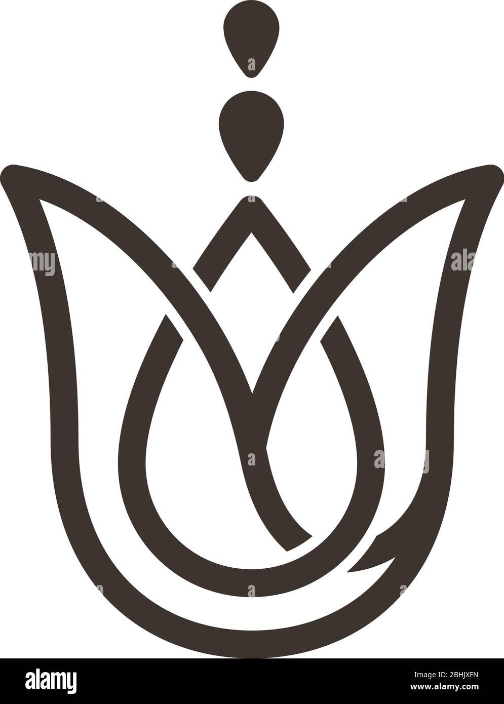 Disegno astratto semplice di fiori per simbolo di yoga. Icona del vettore astratto. Illustrazione vettoriale EPS.8 EPS.10 Illustrazione Vettoriale