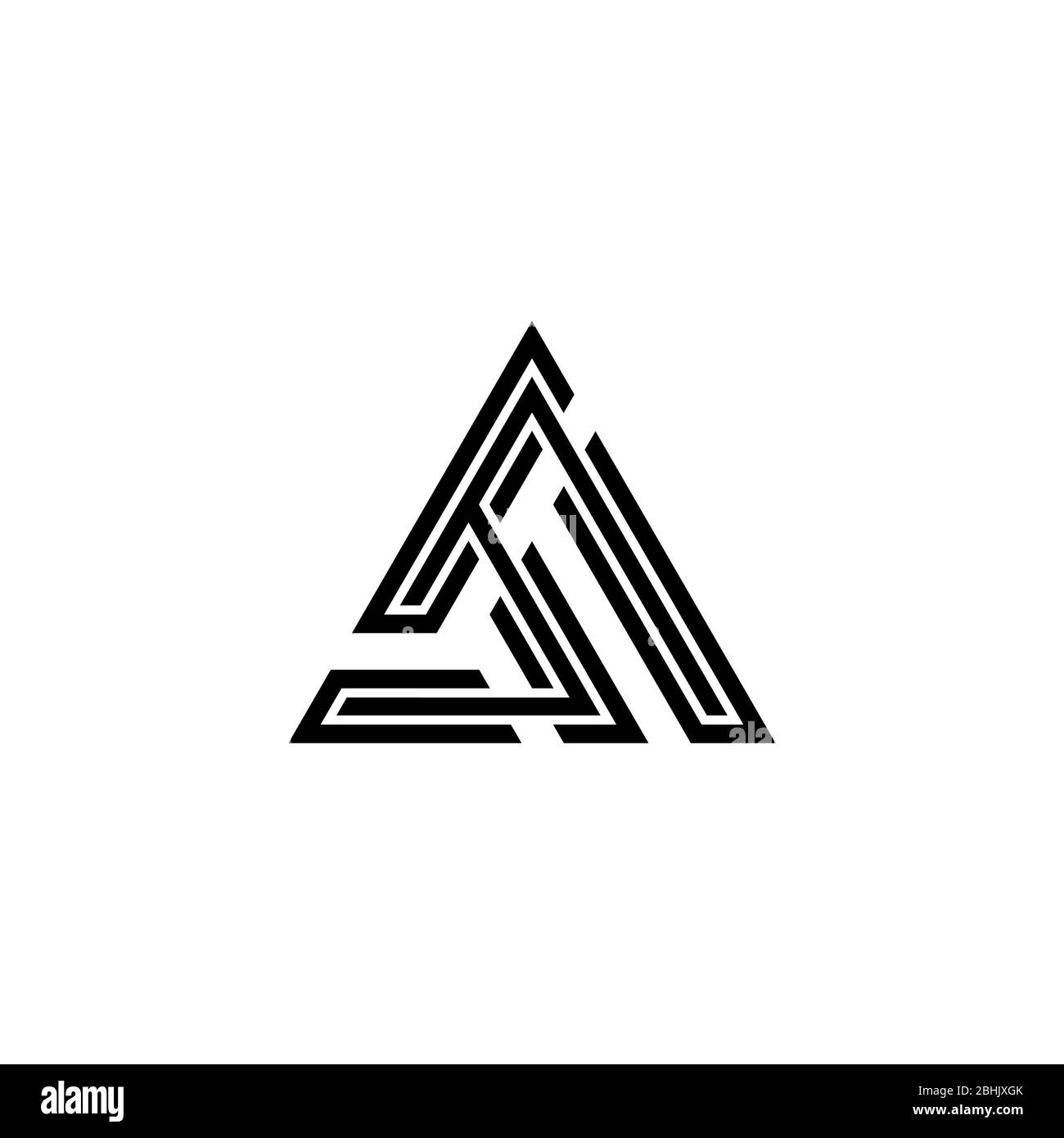 Modello di logo grafico a triangolo creativo, lettera iniziale concetto di logo, isolato su sfondo bianco. Illustrazione Vettoriale
