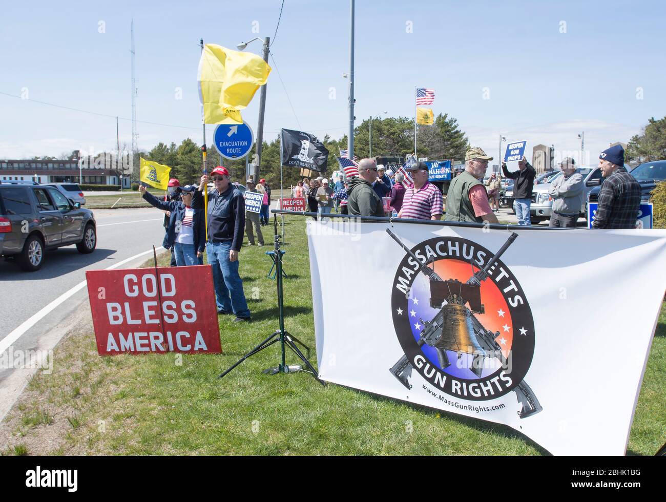 Un rally aperto a Cape Cod, Massachusetts, durante lo spegnimento di Covid 19 Foto Stock