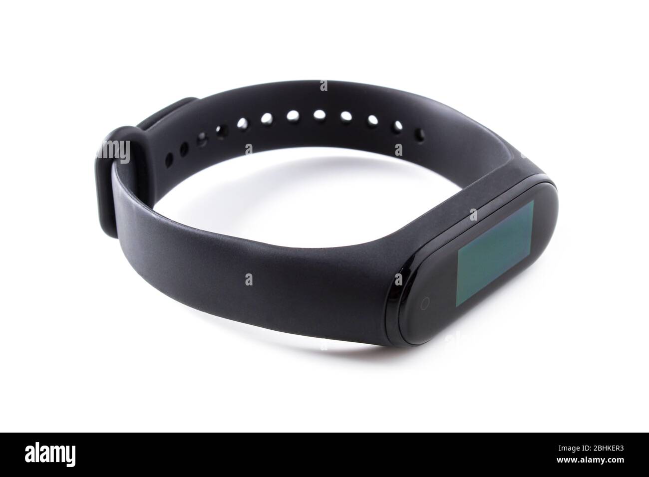 Bracciale fitness a primo piano isolato su sfondo bianco Foto Stock