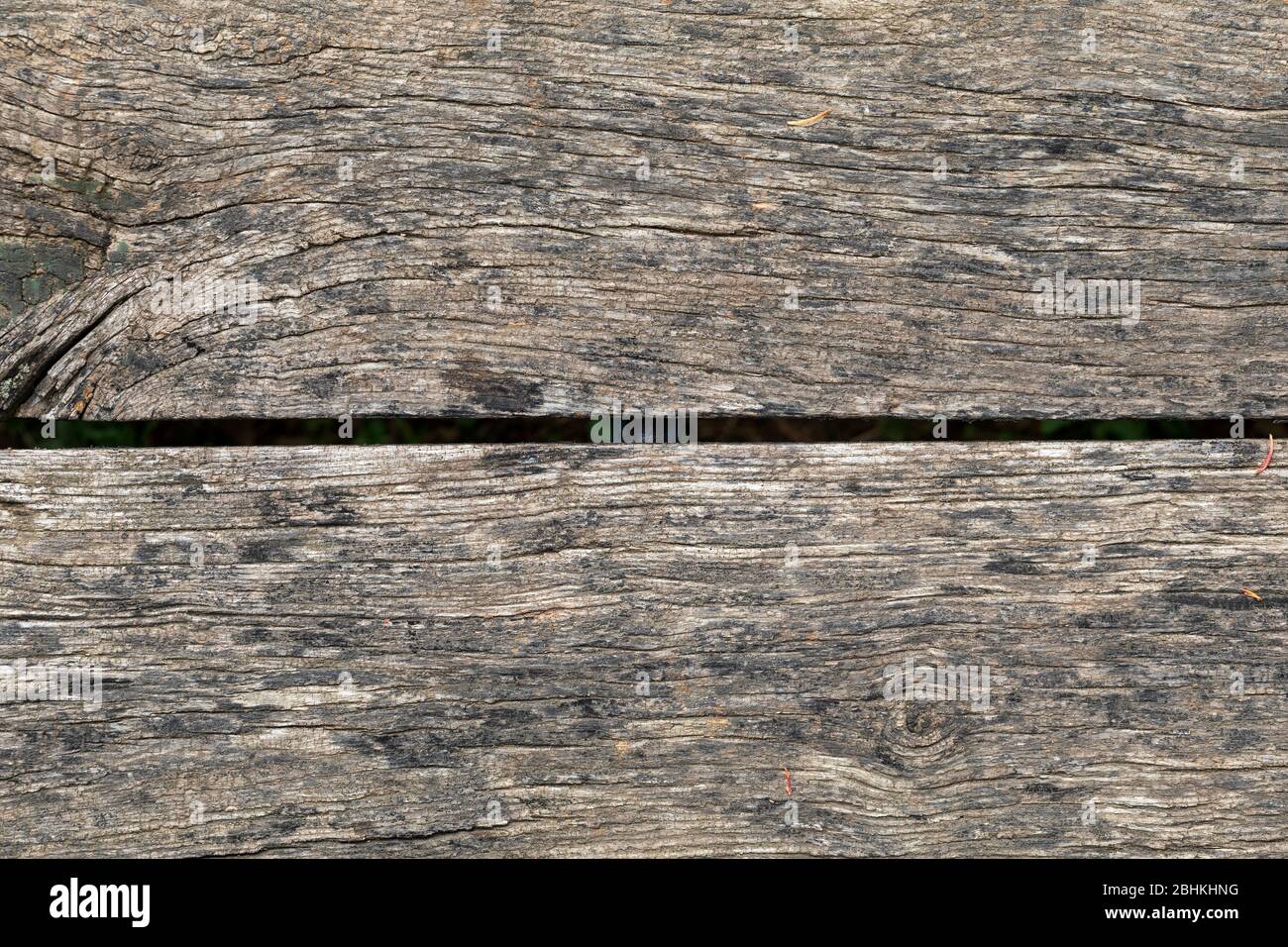 Vecchia struttura di tavole di legno intemperate, vista ravvicinata. Foto Stock