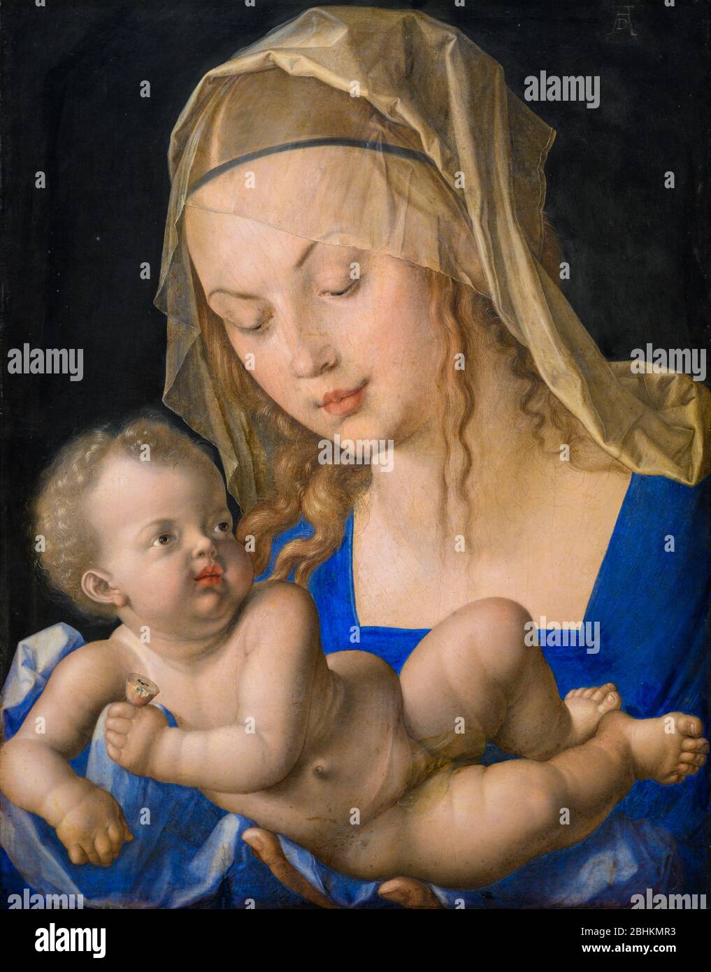 "La Vergine e il Bambino con un'orso" (1512) di Albrecht Dürer (1471 – 1528). Olio su legno. Foto Stock