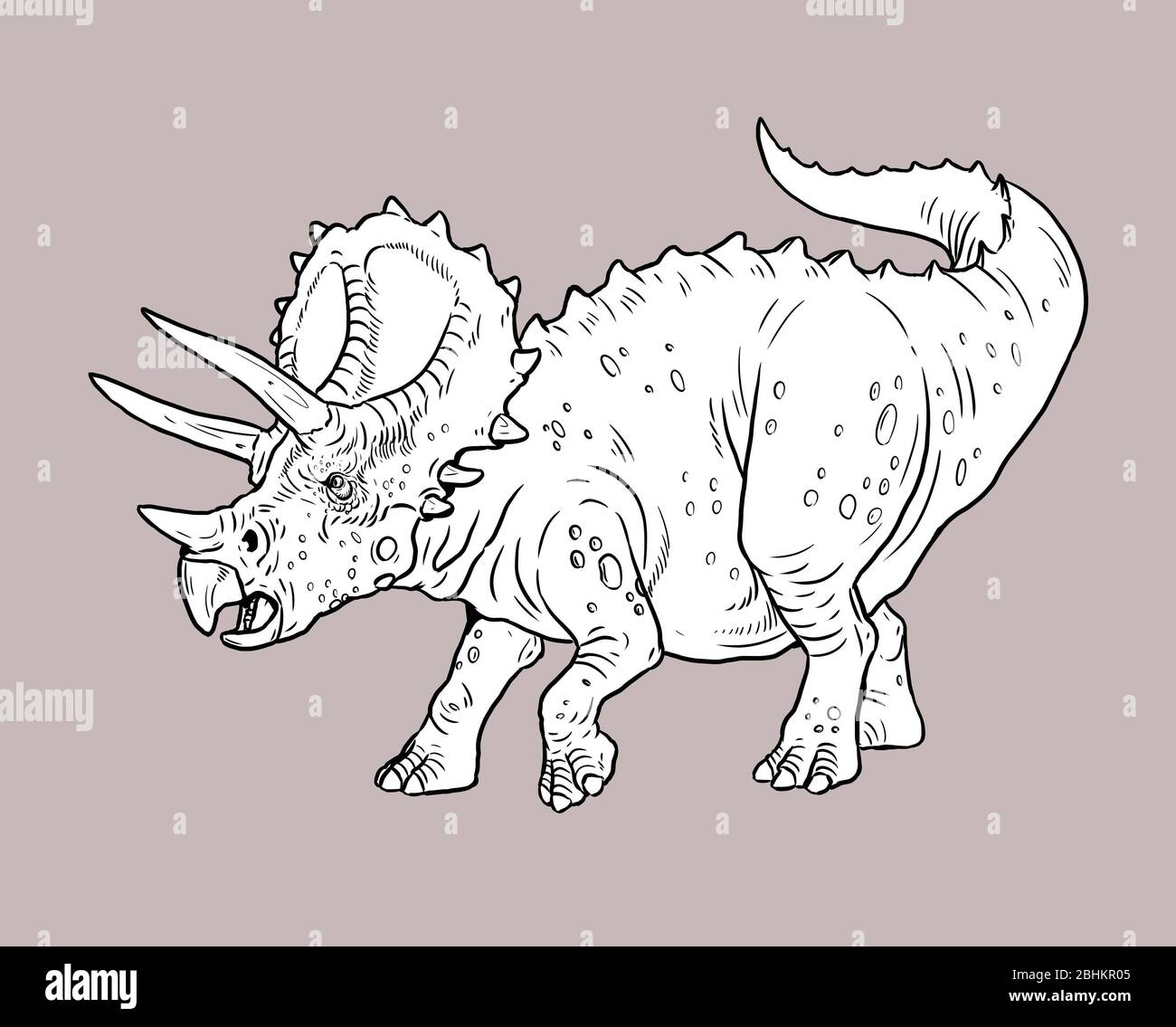 Dinosauro erbivoro - Styracosauro. Disegno del contorno Dino. Foto Stock