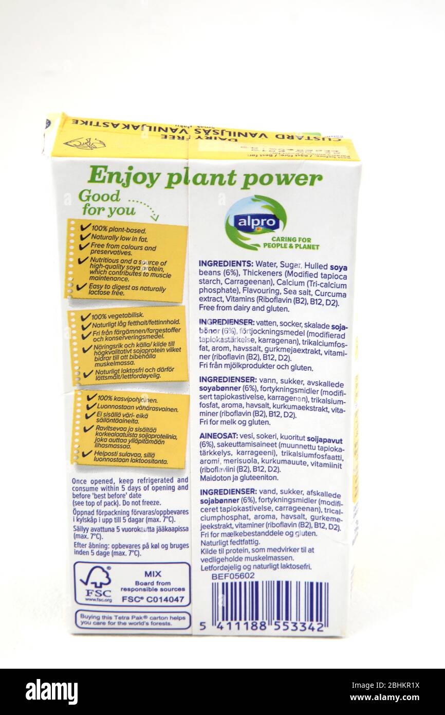 Custodia Alpro Dairy Free Foto Stock