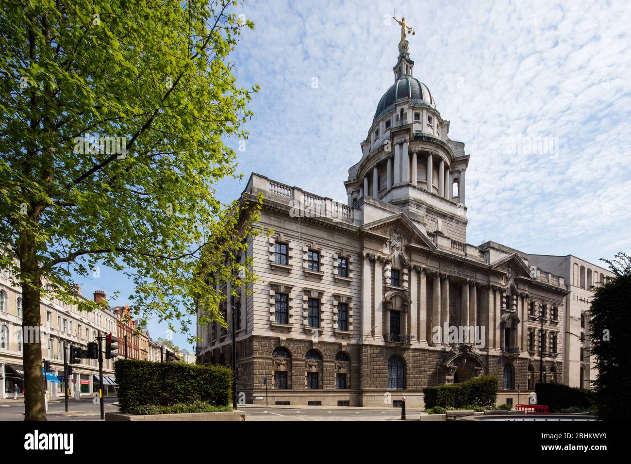 Old Bailey, vista generale GV, vista in estate luce del sole, Londra, Inghilterra, Regno Unito Foto Stock