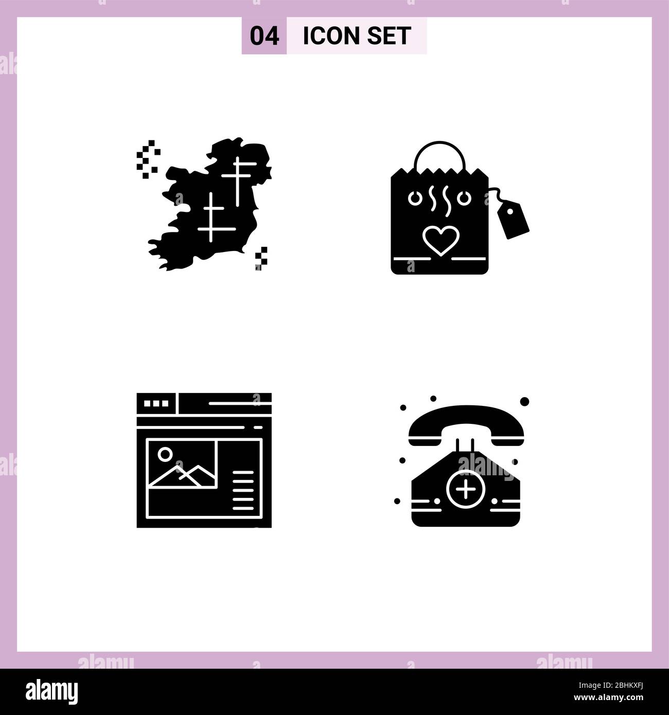 Confezione da 4 Creative Solid Glyphs of ireland, internet, point, love, web Editable Vector Design Elements Illustrazione Vettoriale