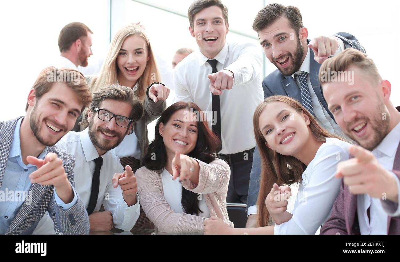 il team aziendale di successo ti sta indicando. Foto Stock