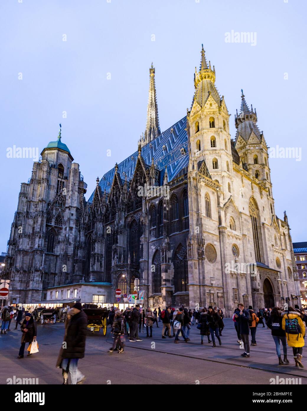 La magnifica Cattedrale di Santo Stefano a Vienna. Risalente al 1137, è un capolavoro architettonico del Medioevo. Foto Stock
