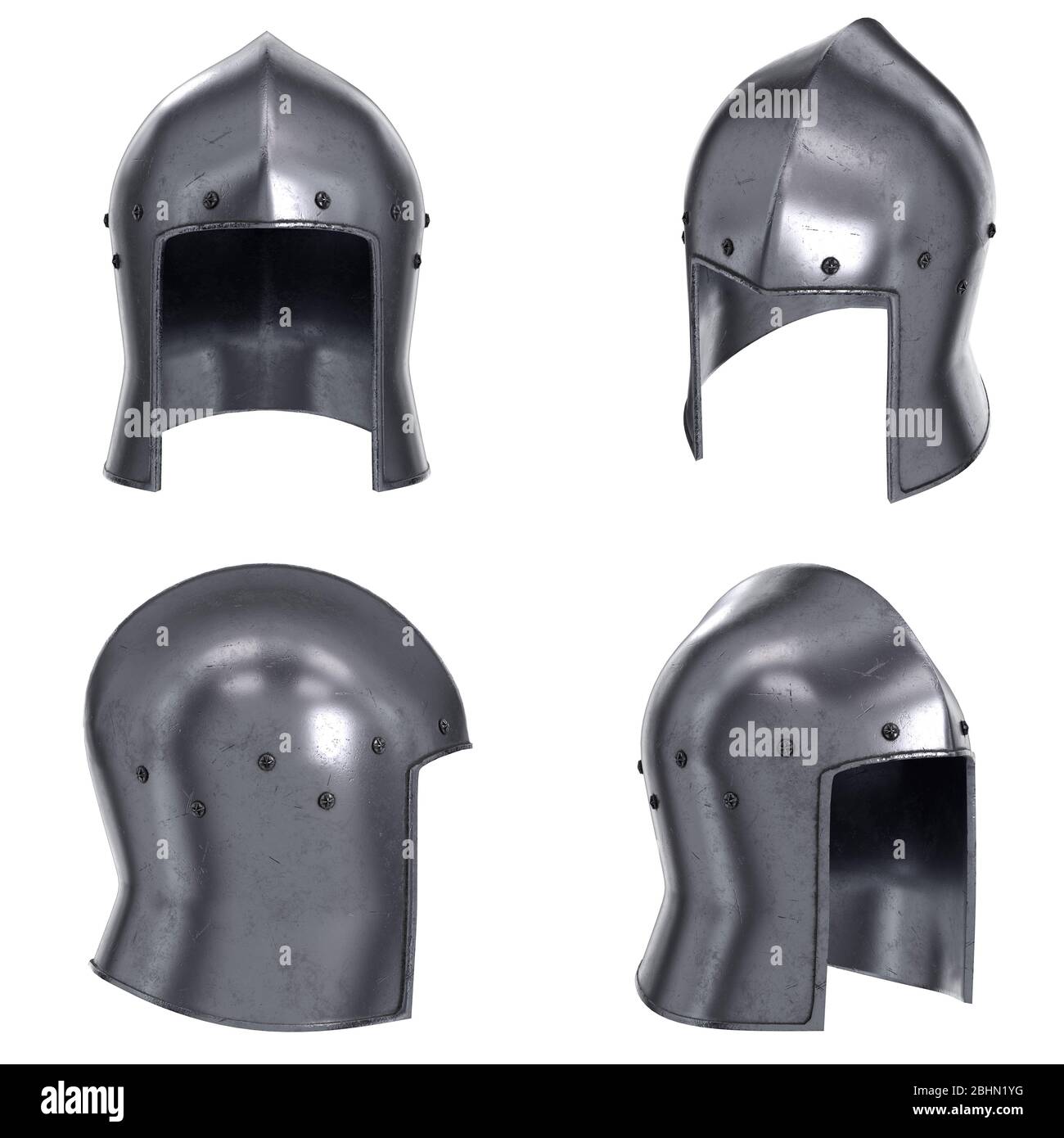 Set di casco medievale Cavaliere Barbute Foto Stock