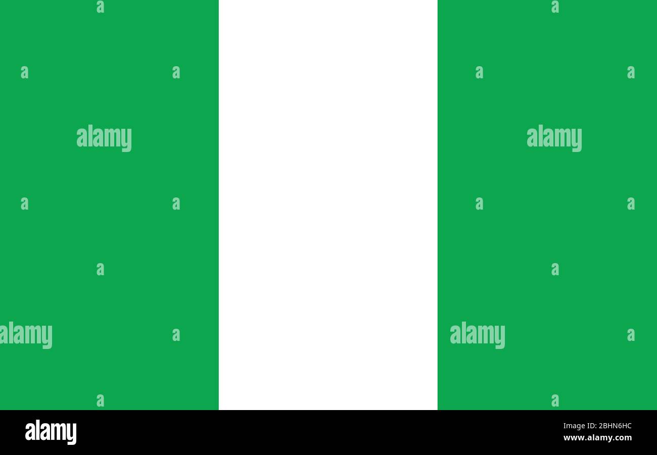 Grafico vettoriale bandiera Nigeria. Immagine rettangolare della bandiera nigeriana. La bandiera della Nigeria è un simbolo di libertà, patriottismo e indipendenza. Illustrazione Vettoriale