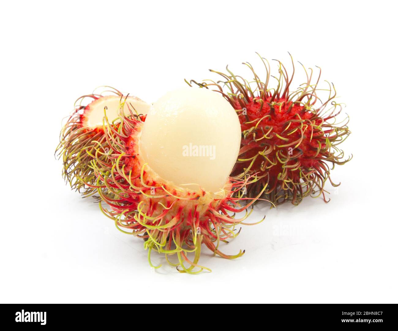 fresco rambutan isolato su sfondo bianco Foto Stock