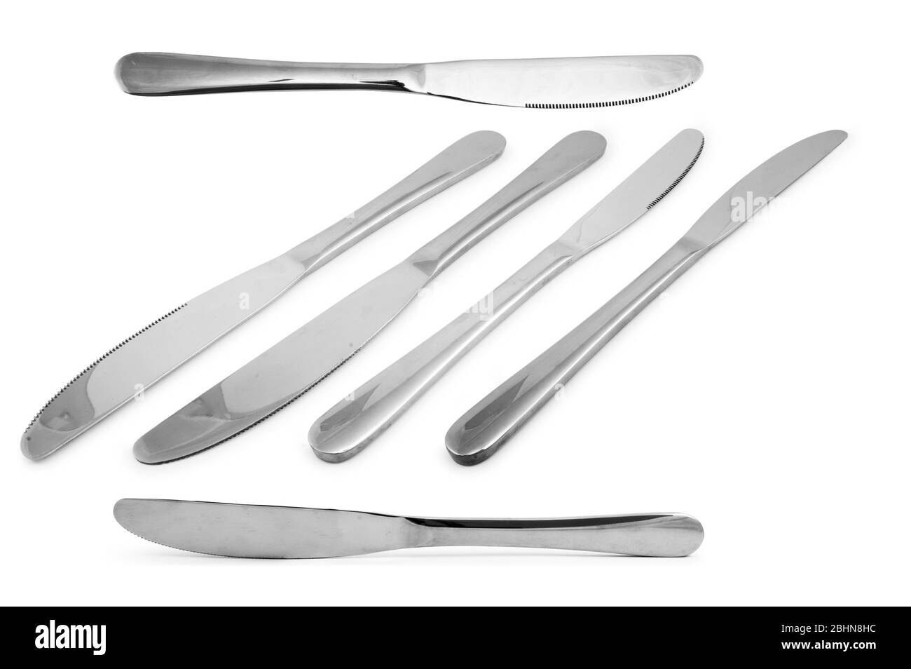 Collezione di bistecche in acciaio inox isolate Foto Stock