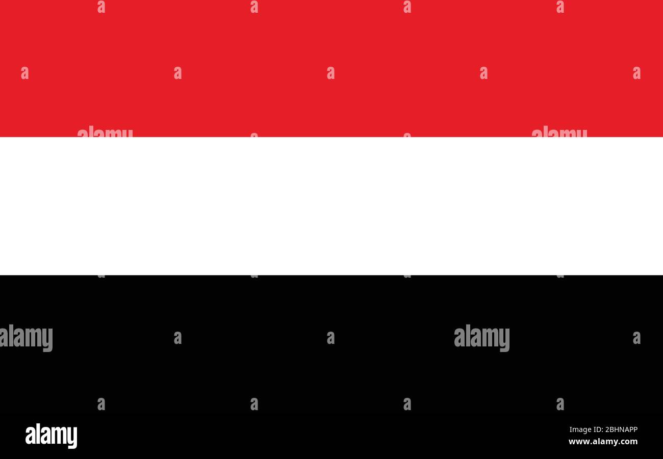 Grafico vettoriale bandiera Yemen. Illustrazione della bandiera yemenita rettangolare. La bandiera dello Yemen è un simbolo di libertà, patriottismo e indipendenza. Illustrazione Vettoriale