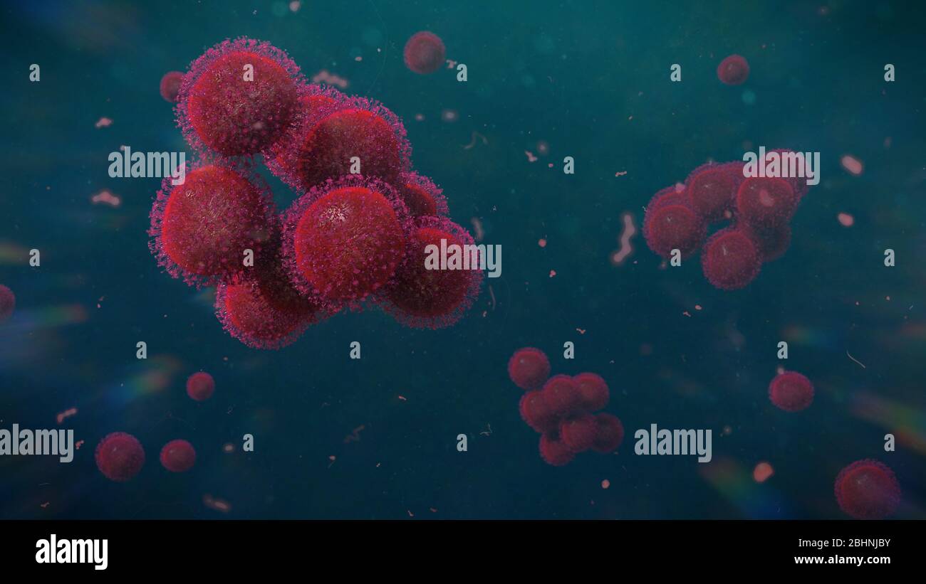 Covid-19 pandemico, virus del Coronavirus che causa infezioni respiratorie Foto Stock