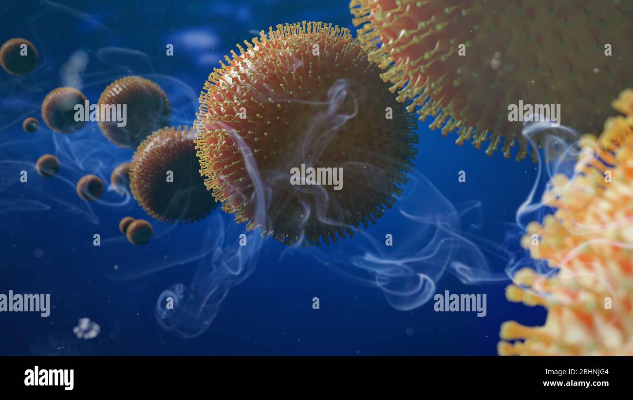 Covid-19 pandemico, virus del Coronavirus che causa infezioni respiratorie Foto Stock