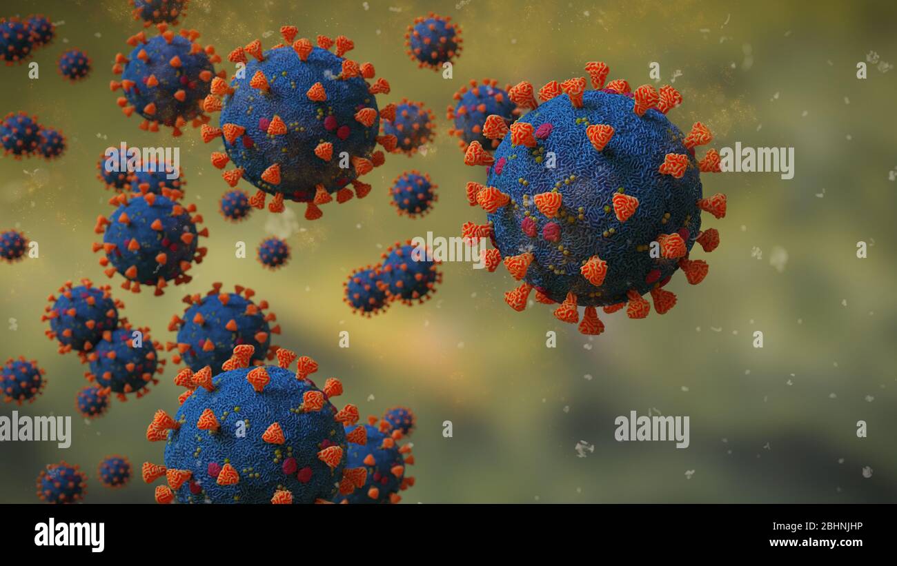 Covid-19 pandemico, virus del Coronavirus che causa infezioni respiratorie Foto Stock