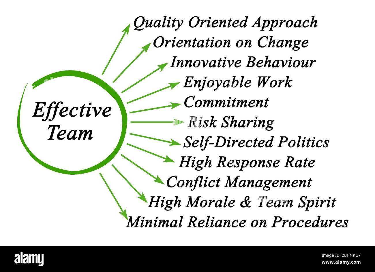 Undici caratteristiche di un team efficace Foto Stock